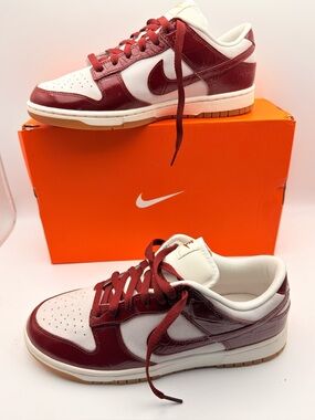 Nike Dunk Low LX Team Red Croc Women’s 10.5 Burgundy Gum NWOT